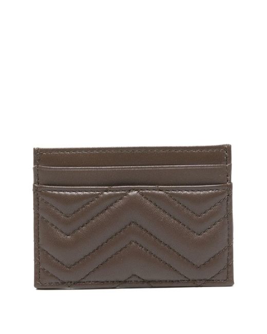 Gucci Brown Gg Marmont Leather Card Case