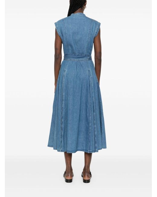 Polo Ralph Lauren Blue Cerulean Midi Shirt Dress With Detachable Waist Belt