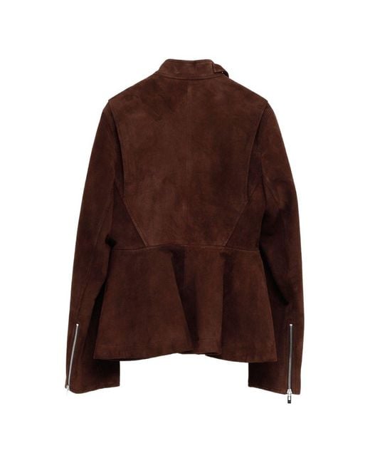 Alaïa Brown Peplum Leather Jacket