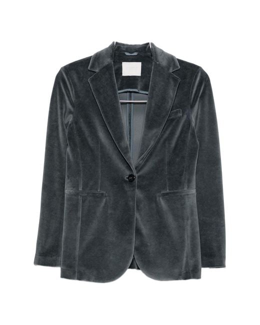 Circolo 1901 Gray Velvet Single-Breasted Jacket