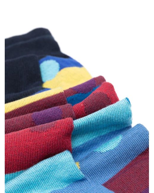 Paul Smith Blue Striped Cotton-blend Socks (pack Of Three) for men