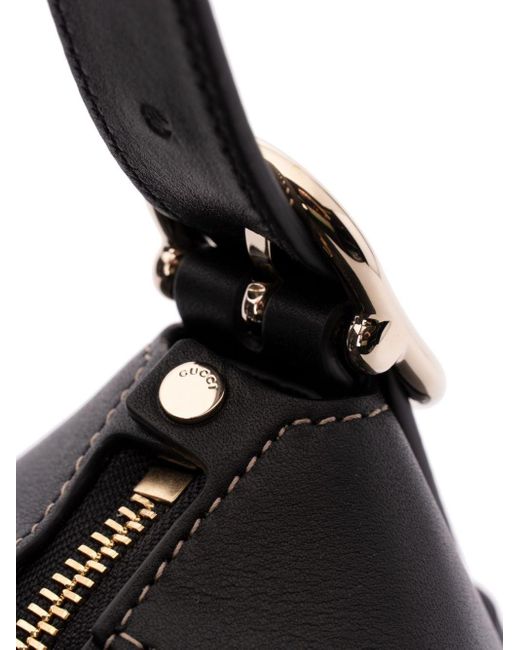 Gucci Black Gg Emblem Large Leather Shoulder Bag