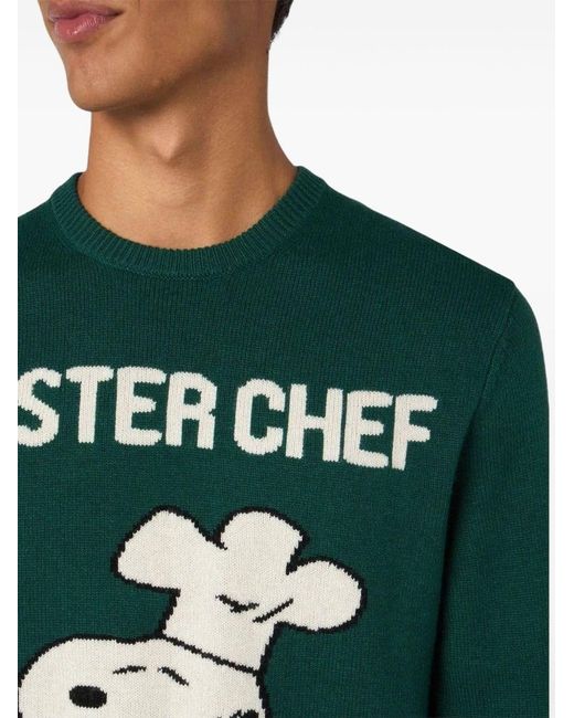 Mc2 Saint Barth Green Graphic Print Crew Neck Sweatshirt With Playful Design for men