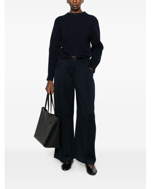 Brunello Cucinelli Blue Cotton And Silk Blend Trousers