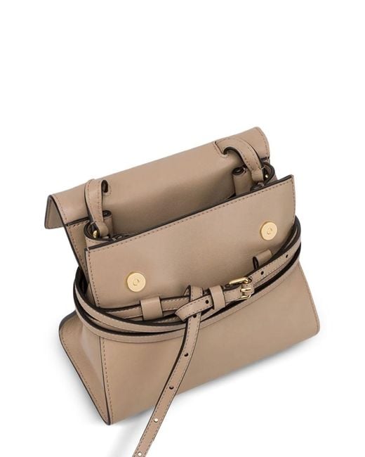 Moschino Natural Tie Me Small Leather Handbag