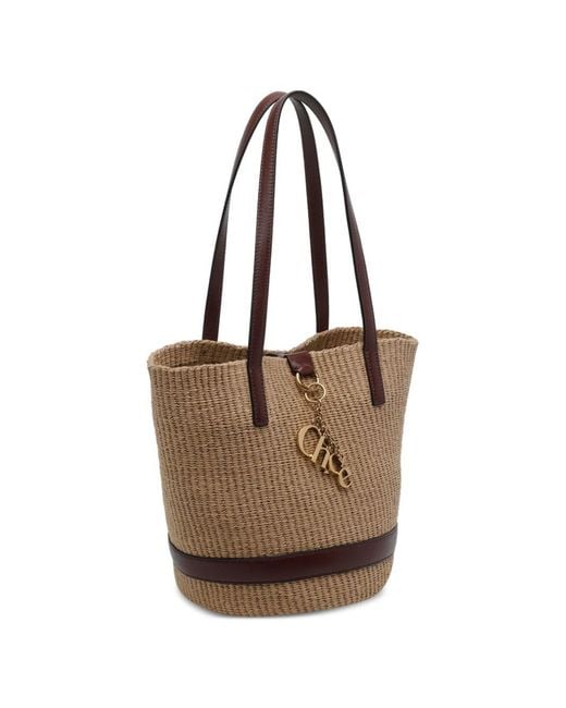 Chloé Brown Charms Rafia Basket Bag