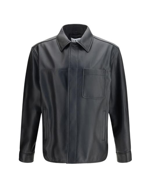 Loewe Gray Leather Shirt for men