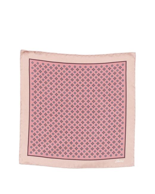 Brioni Pink Silk Pocket Square for men