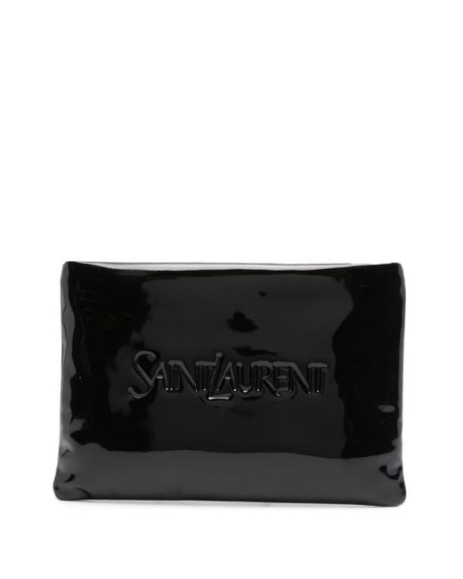 Saint Laurent Black Patent Leather Pouch for men