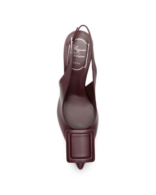 Roger Vivier Brown Viv Ville Leather Slingback Pumps
