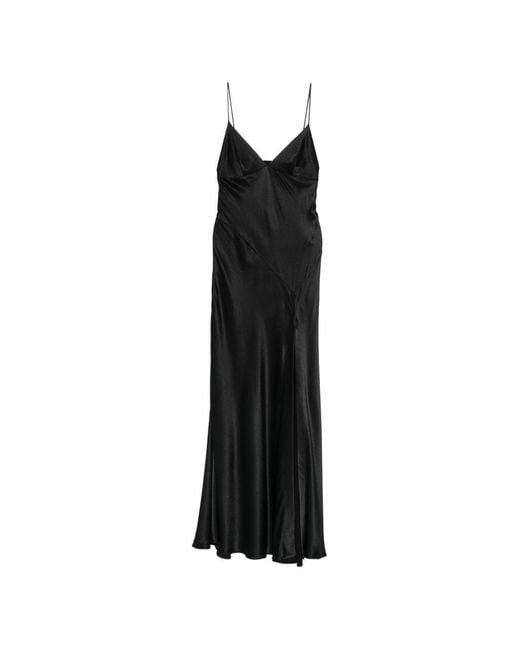 Alberta Ferretti Black Satin Long Dress