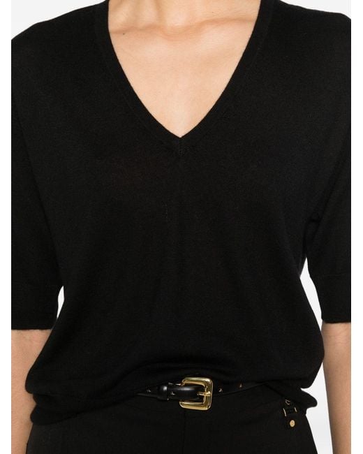 Soft Goat Black Cashmere V-Necked Sweater