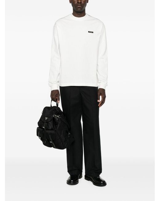Prada White Cotton Crewneck Sweater for men
