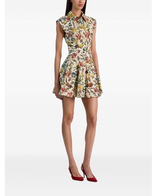 Alice + Olivia White Printed Cotton Mini Dress