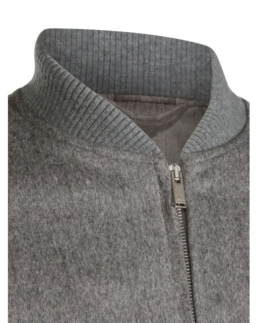 Lardini Gray Ribbed-Trim Wool Bomber Jacket for men