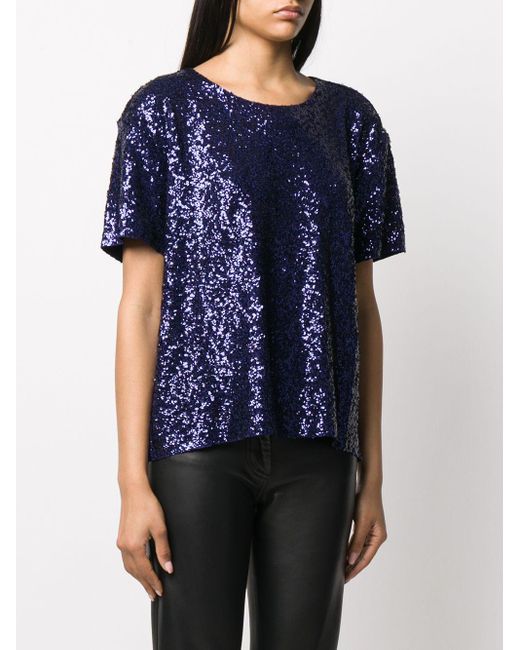 Norma Kamali Synthetic Sequined Top in Blue - Save 37% - Lyst