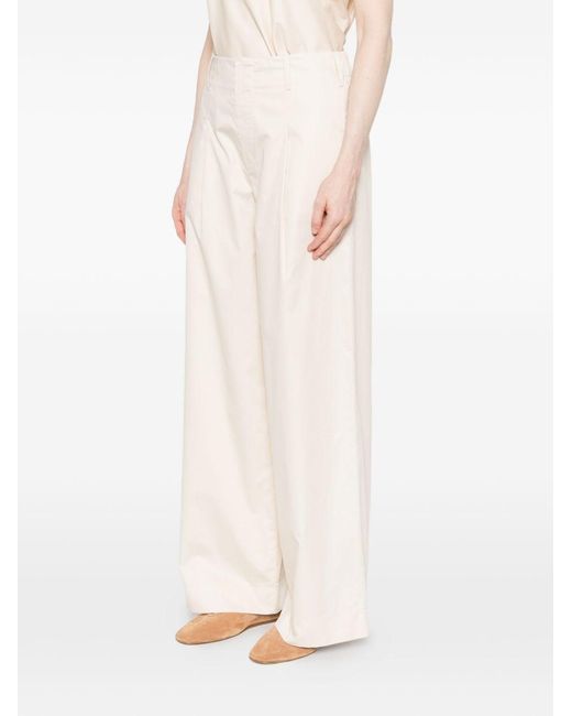 Susanne Bommer White Cotton Wide-Leg Trousers