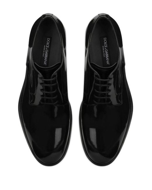 Dolce & Gabbana Black Patent-finish Derby Shoes for men