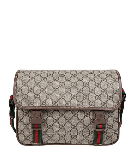 Gucci Messenger Bag With Logo in Gray for Men Lyst