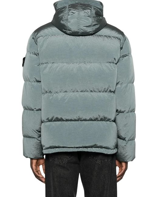 Stone Island Blue Padded Hooded Jacket for men