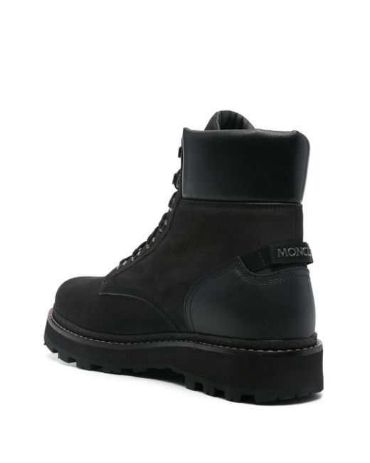 Moncler Black Leather Ankle Boot for men