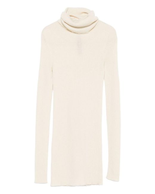Maglione A Coste Con Collo Alto di Rick Owens in White