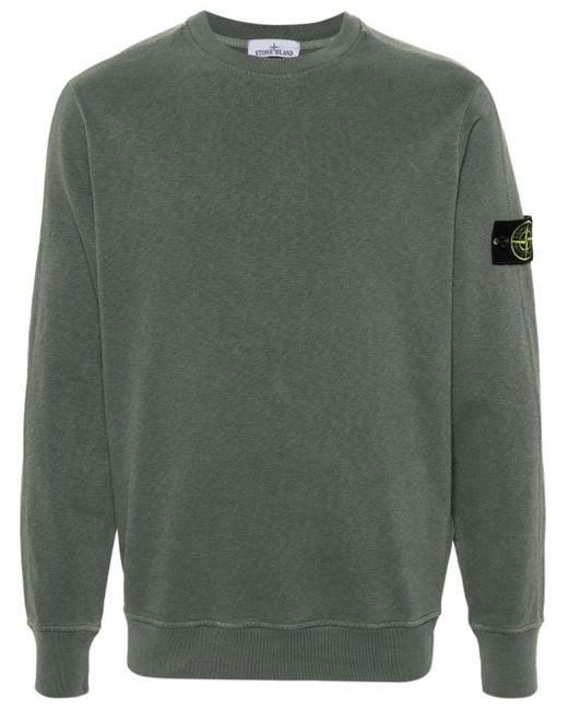 Stone Island Green Logo Cotton Sweatshirt for men