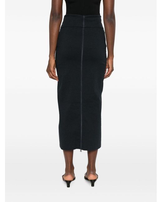 Issey Miyake Black Cotton Blend Midi Skirt