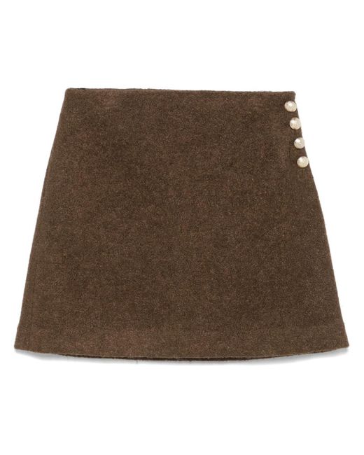 DUNST Brown Bouclé-Construction Mini Skirt