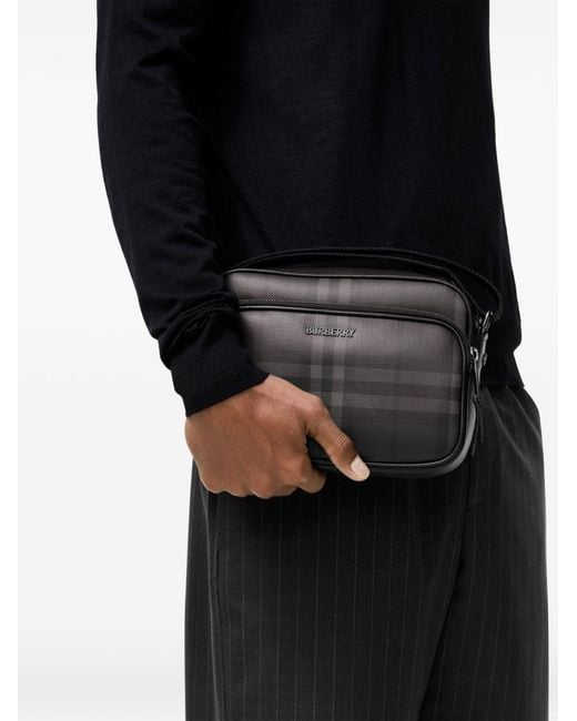 Burberry Black Check Crossbody Bag for men