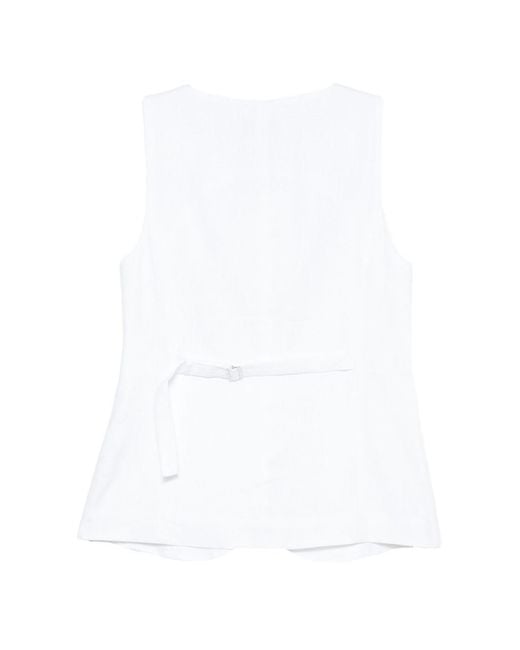 Semicouture White Glenna Linen Vest