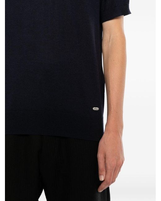 Brioni Black Cashmere And Silk Blend T-Shirt for men