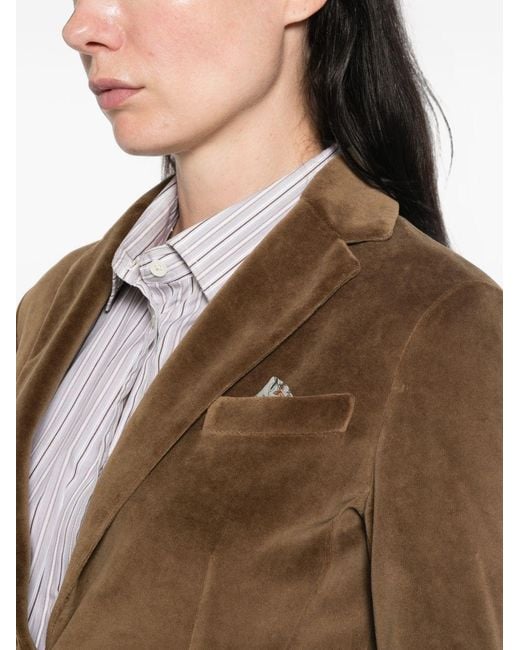 Circolo 1901 Brown Velvet Single-Breasted Jacket
