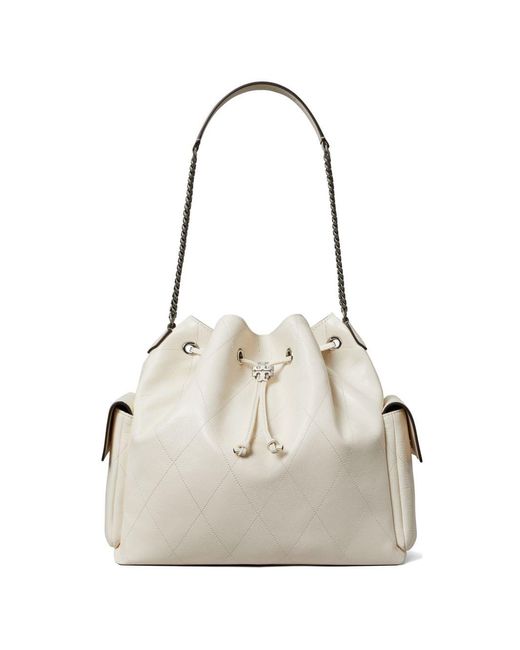 Tory Burch White Grand Sac À Bandoulière Matelassé Charlie