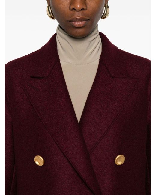 Harris Wharf London Red Wool Double-Breasted Coat
