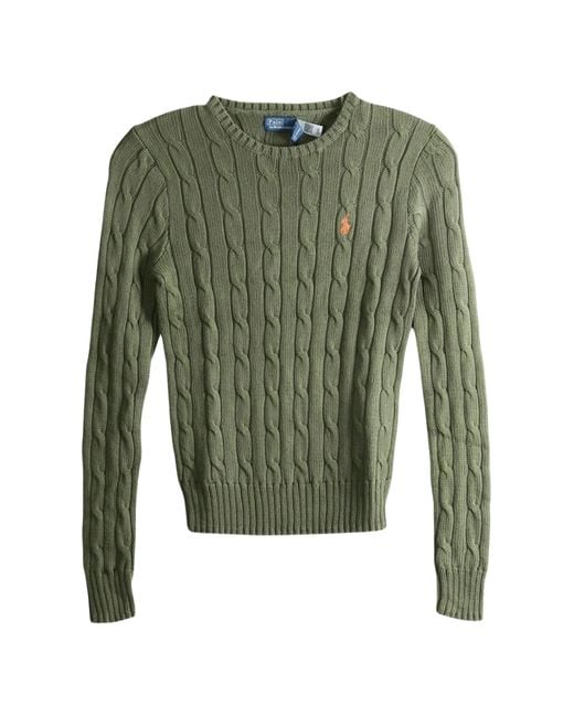 Polo Ralph Lauren Green Cable-Knit Logo-Embroidered Sweater