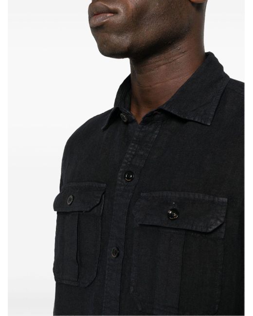 Boglioli Black Flap-pockets Linen Shirt for men