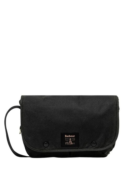 Barbour Black Logo-Patch Messenger Bag for men