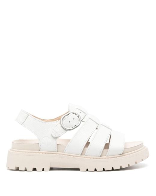 Timberland White Logo-debossed Leather Sandals