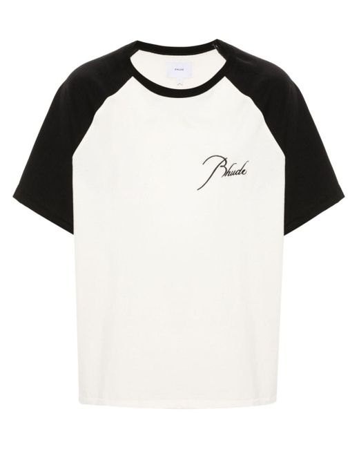 Rhude Black Logo-Embroidered Raglan T-Shirt for men