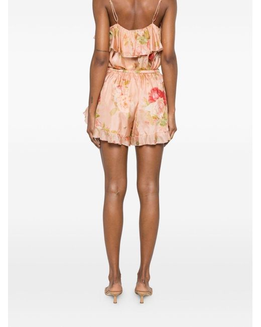 Zimmermann Pink Roseligh Silk Shorts