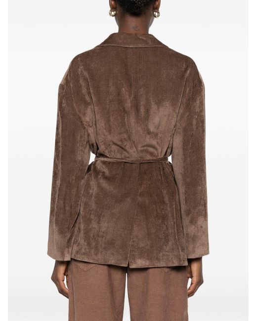 Brunello Cucinelli Brown Velvet Belted Jacket