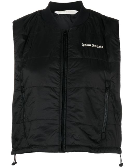 Palm Angels Black Padded Vest With Logo