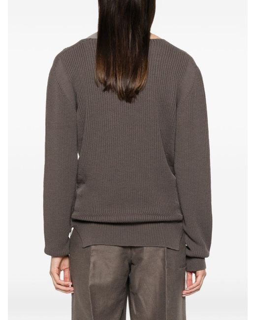 Rick Owens Brown Wool V-Necked Sweater