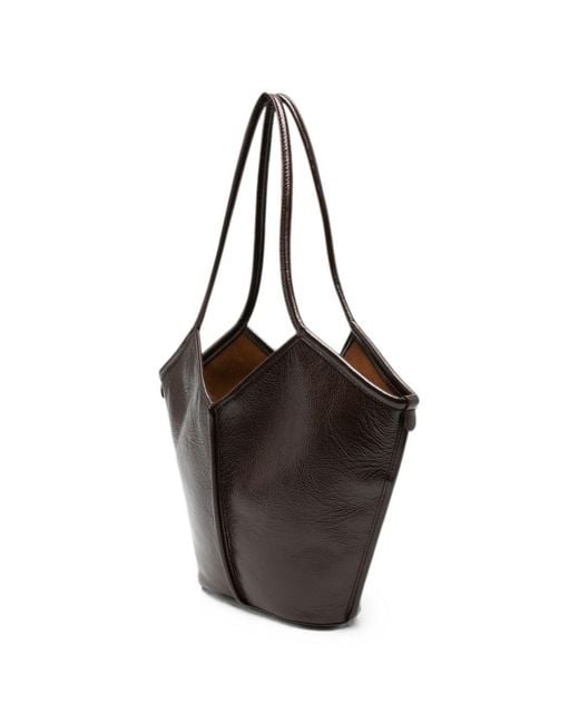 Hereu Black Calella Small Leather Tote Bag