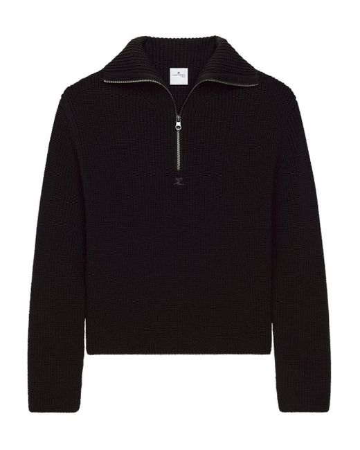 Courreges Black Zipped Wool Sweater