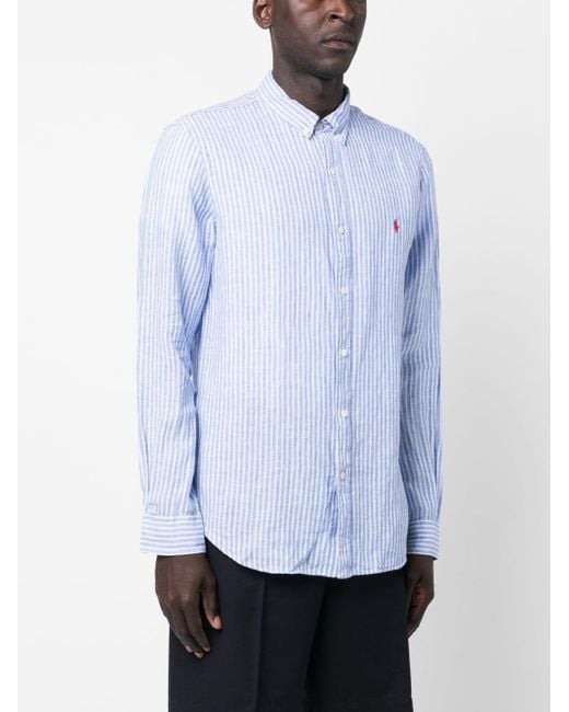 Polo Ralph Lauren Blue Striped Linen Button-down Shirt for men