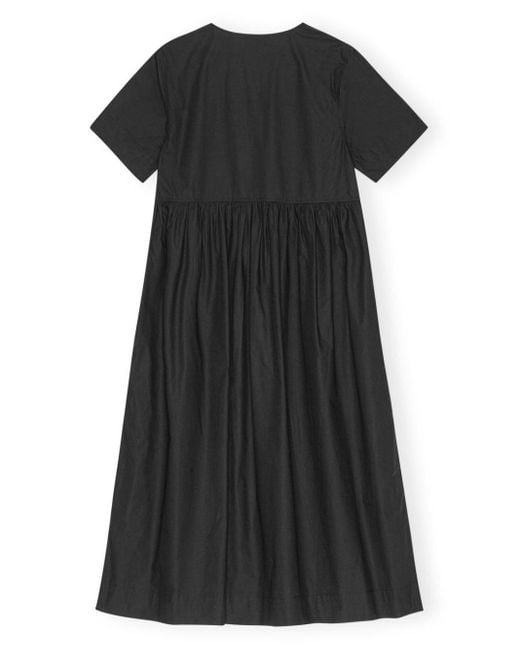 Ganni Black Cotton Long Dress