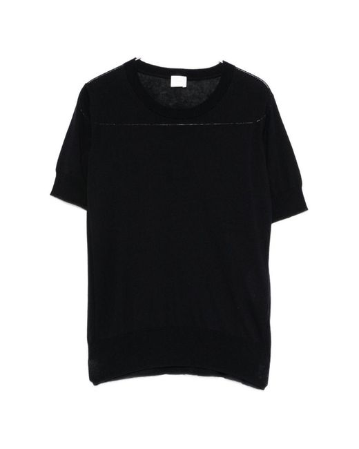 C.t. Plage Black Cotton And Silk Crewneck Sweater