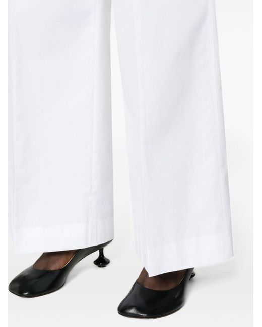 Fabiana Filippi White Wide Leg Cotton Trousers